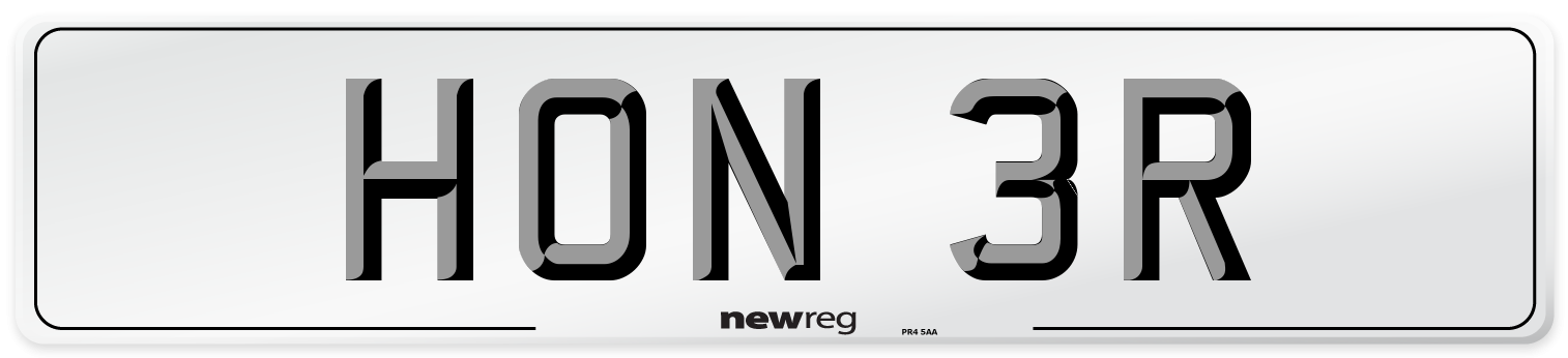 HON 3R Number Plate from New Reg